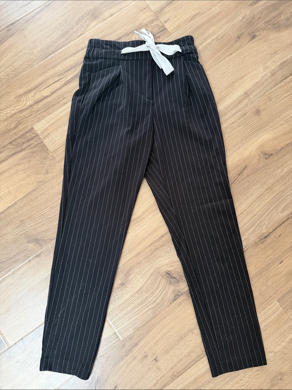 Dynamite Black Pinstripe Drawstring Chinos